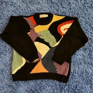 Vintage men’s Concrete black patterned knit sweater  - size L